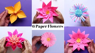 6 Easy Paper Flowers | Flower Making | DIY