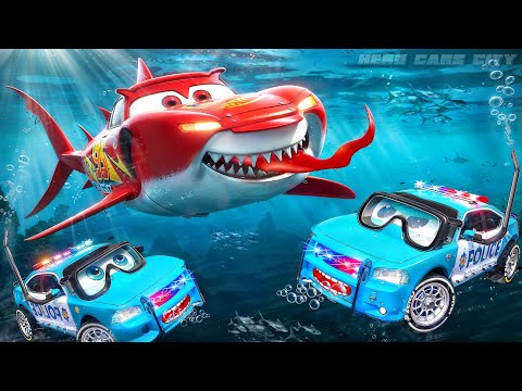 SHARK McQueen's Underwater Attack - Part 1: Police Cars Action-Packed Rescue Adventure