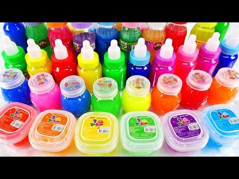 Satisfying Video How to make Rainbow Store Bought Slime Mixing All My Slime Smoothie Cutting ASMR