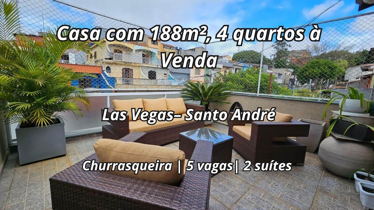 Sobrado à Venda no Jardim Las Vegas - Santo André | 4 Quartos, 2 Suítes e 5 Vagas
