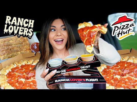 Trying Pizza Hut’s Ranch FLIGHT… yes, a ranch flight 🤭🍕