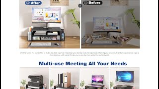 Desk Organizer and Accessories, 2-Tier Computer Monitor Stand Riser with Drawer and 2 Pen Holders