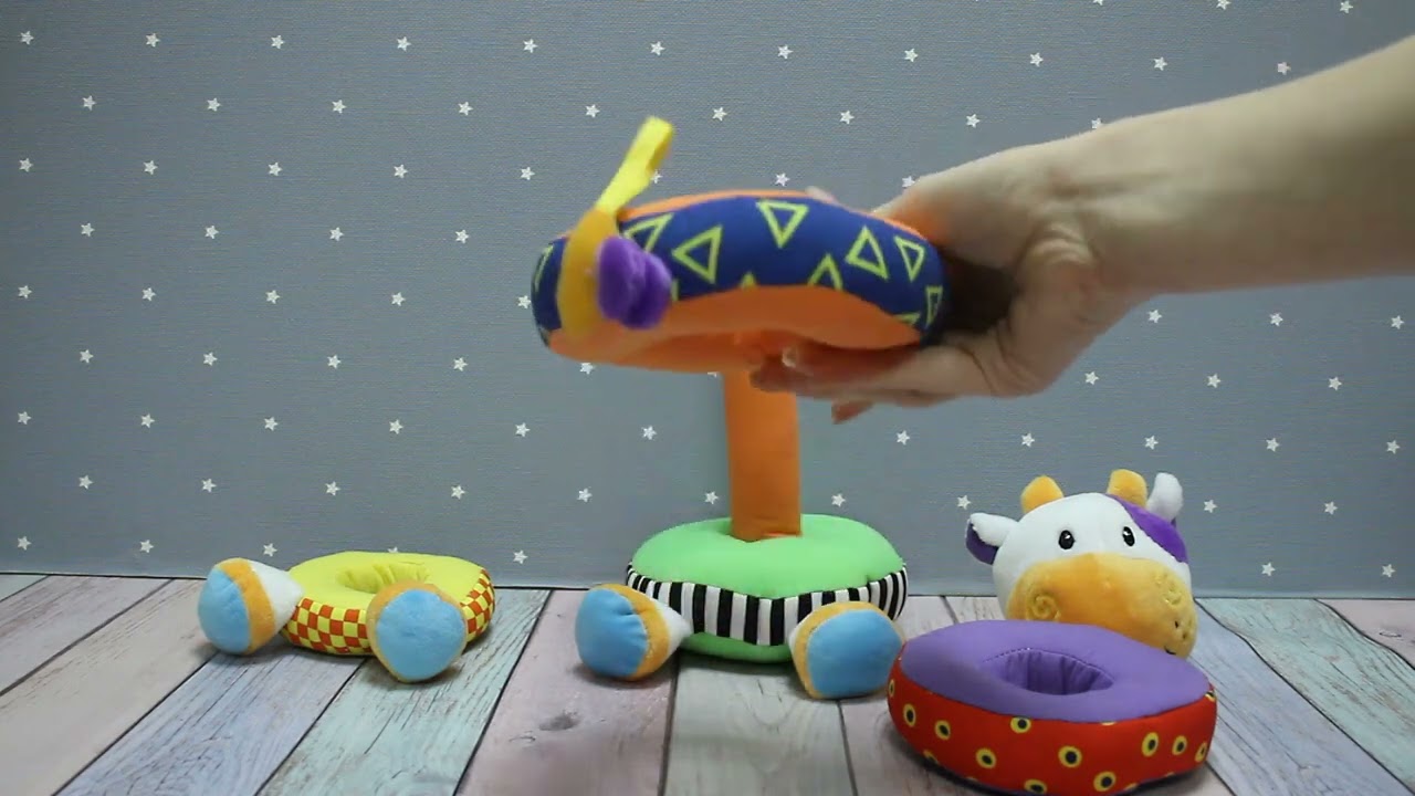 Пирамидка BUBURU Baby Коровка мягкая  - видео