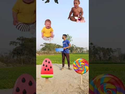 Flying crying cute babies Catching vs hen, parrot & puppy & lizard- #funny#short #trending