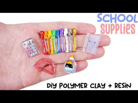 How to DIY 5 Kawaii School Supplies Polymer Clay Resin Tutorial