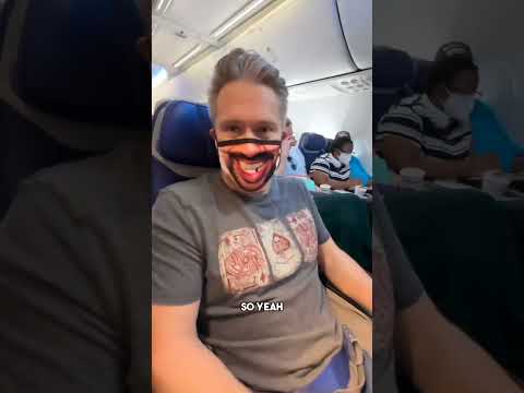My adorable husband still wears a mask when flying. I do too, but this time I switched his mask 😂