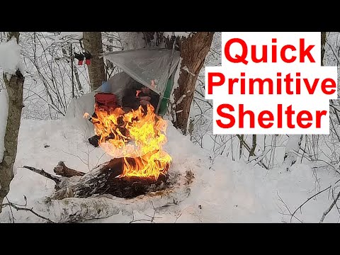 Winter Survival Challenge in the Wild Forest ❄️🔥🏕  Quick Primitive Shelter for Winter Recreation