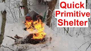 Winter Survival Challenge in the Wild Forest ❄️🔥🏕  Quick Primitive Shelter for Winter Recreation