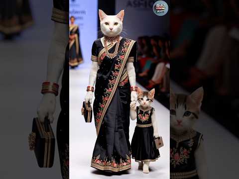Cat and Kitten Fashion Show😻💫 #cat #baby #shorts #trending