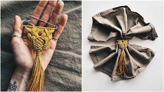 How to make Macrame Golden Brooch / Tutorial Macrame