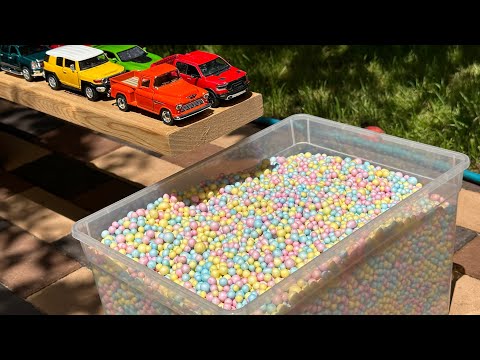 Diecast Cars Fall Into Foam Balls 😁🚀