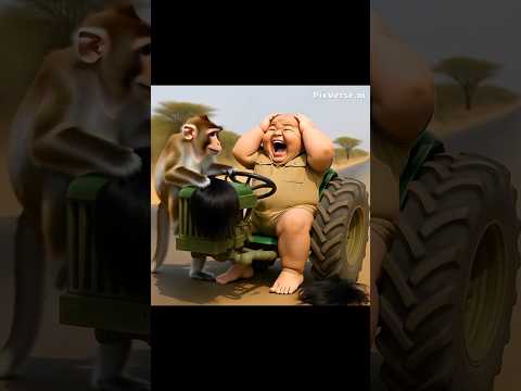 tractor per bacche ki Bandar Ne topi utaar Di baccha Police wale ka tha Rone lagao