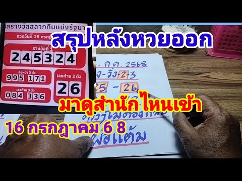 สรุปหลังหวยออกมาดูสำนักไหนเข้า16 กรกฎาคม 68