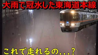 大雨で冠水してしまった東海道本線を強行突破する快速列車がすごすぎました...