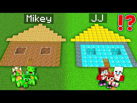 Mikey Family POOR vs JJ RICH UNDERGROUND HOUSE Build Battle in Minecraft Challenge Maizen JJ Mikey