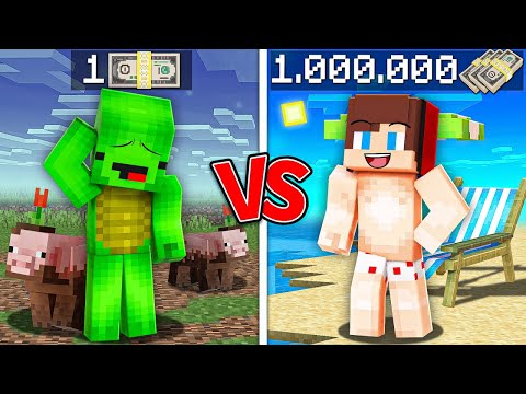 JJ vs Mikey : 1.000.000$ RICH vs 1$ POOR VACATION in Minecraft ?! - Maizen JJ Mikey Challenge!