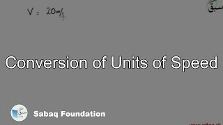 Conversion of Units of Speed