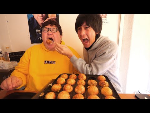 デカキン vs かっつー vs たこ焼き食べ放題【大食い】