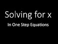 Understanding One-Step Equations