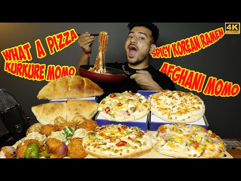 SASTE CHEESE BURST PIZZAS, NUCLEAR FIRE KOREAN NOODLES, CALZONE, AFGHANI MOMO, KURKURE MOMO MUKBANG