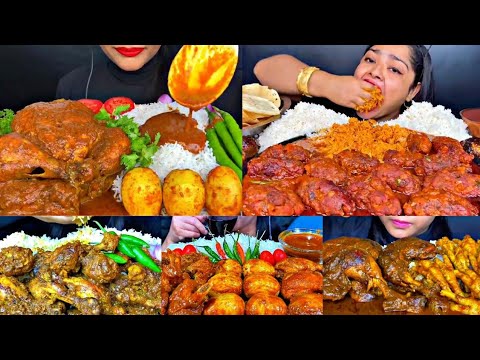 ASMR EATING SPICY CHICKEN CURRY, CHICKEN BIRYANI, EGG CURRY | INDIAN FOOD MUKBANG |Foodie India|