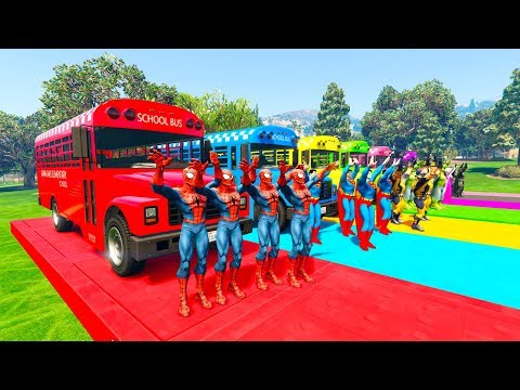 LEARN NUMBERS for kids 4x Superhero school bus and Golf Cars cartoon for baby Nursery rhymes