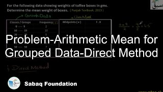 Problem-Arithmetic Mean for Grouped Data-Direct Method