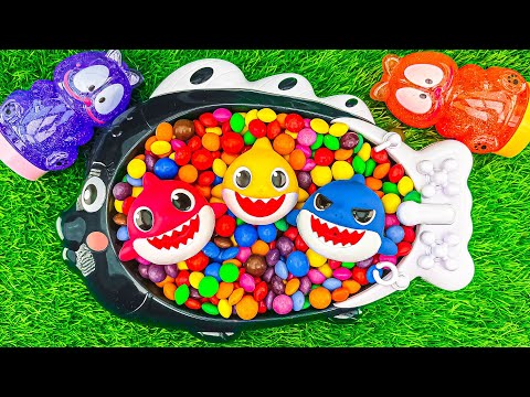 Very Satisfying Video | Magic Candy Mixing in Fish Bathtub with 3 Shark & Glossy Pop It ASMR #489