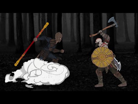 Black Myth Wukong vs Kratos God of War -Animation Drawing Cartoon 2