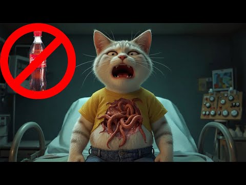 Oh No! Kitten’s Tummy Is in Trouble After Too Much Soda! 🥤😿