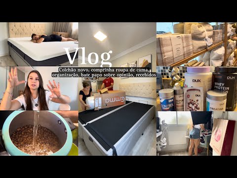 vlog: colchão novo, recebidos, bate papo, comprinhas roupa de cama nova, como fazer feijão