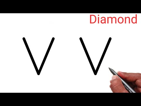 How to draw diamond from letter V V | Easy diamond drawing easy | letter drawing video