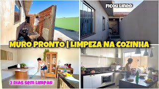REBOCO DO MURO FICOU PRONTO | NÃO TEM MAIS JEITO / 3 DIAS SEM LIMPAR | LAVEI O CHÃO DA COZINHA