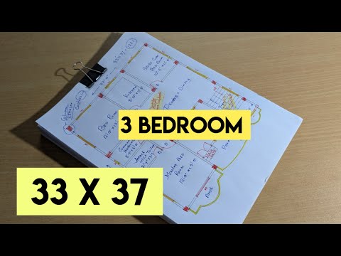 Simple 33 x 37 sqft house plan II 3 bhk ghar ka design II best 3 bedroom home design