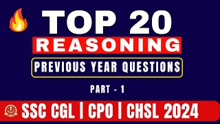 Reasoning PYQ TOP 20 Questions | SSC CGL | SSC CPO | SSC CHSL
