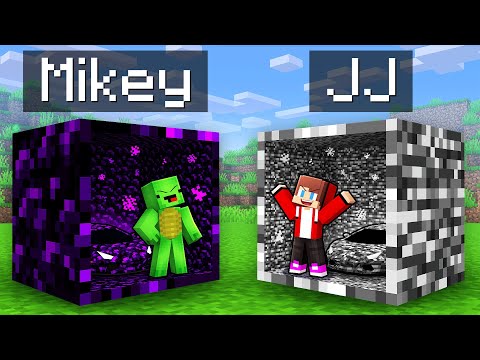 Mikey OBSIDIAN vs JJ BEDROCK Tiny Base Inside a Block in Minecraft (Maizen)