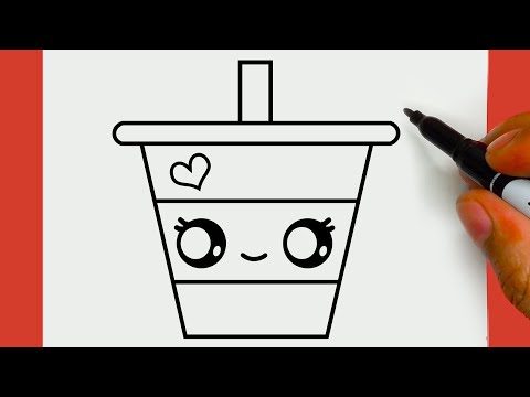 COMO DESENHAR UMA BEBIDA BONITA DE CAFÉ COM LEITE FÁCIL, PASSO A PASSO, JACKDesenhos