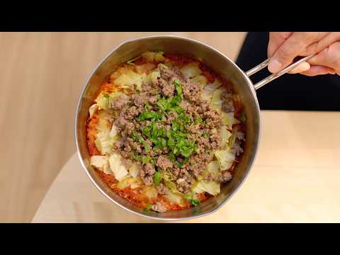 Cabbage & Ground Beef Tomato-Based One-Pot Rice! Delish Weeknight Dinners