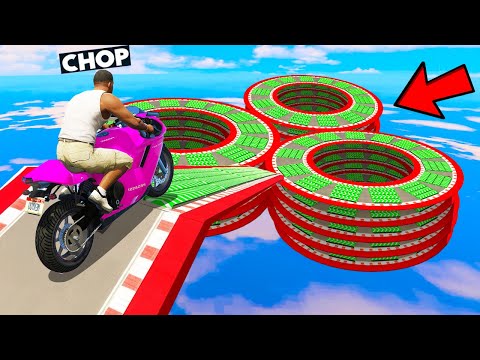 GTA 5 CHOP COMPLETES MEGA RAMP HOLES TRI CHALLENGE