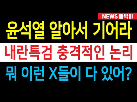 속보) '윤석열 알아서 기어라' 내란특검 답정너 충격적인 논리! 민심 부글부글, 뭐 이런 인간들이 다 있어!!