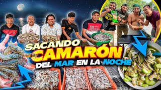 SACANDO CAMARONES DE MAR EN LA NOCHE Y  HICIMOS UN AGUA CHILE EN LA CANCHITA CON EL CREW
