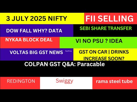 LATEST SHARE MARKET NEWS💥3 JULY💥NIFTY NEWS💥NYKAA NEWS VOLTAS GST NEWS REDINGTON NEWS PART-1&2