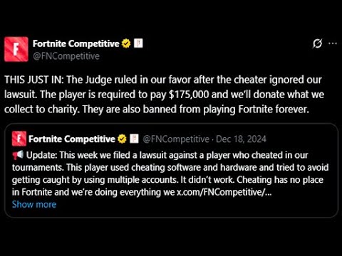 Fortnite Cheater Ordered to Pay $175,000 to Epic Games in Lawsuit