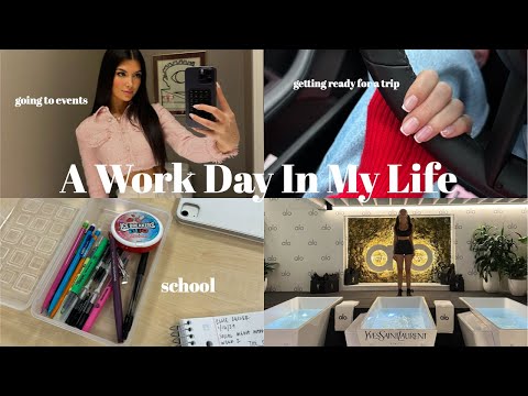 Work Day In My life & GRWM For A Trip! (events, school, nails, packing etc.)