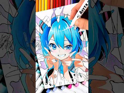Drawing Hatsune Miku💙✨/ Stained Art🎨#drawinganime #hatsunemiku #art #初音ミク #ボカロ #39neko
