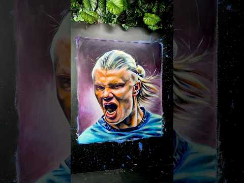 Painting HAALAND with ONLY a โฝ๏ธ! #shorts #football #art #painting #soccer #funny #footballskills