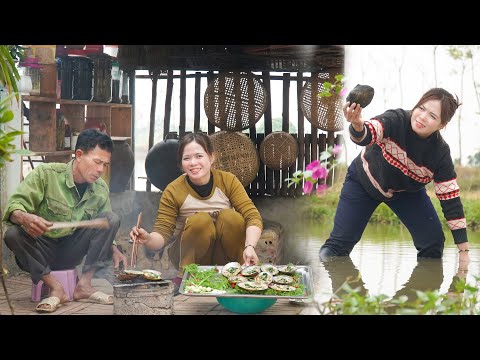 Heartwarming Moments: Father and Daughter Cook Grilled Mussels Together!