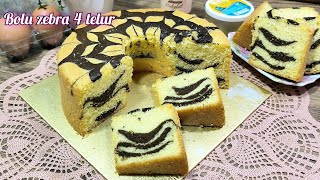 Bolu zebra 4 telur super lembut || Bolu panggang oven tangkring