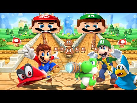 Mario Party 9 - Lucky Step It Up Battles - Mario vs All Blue Characters (Master CPU)