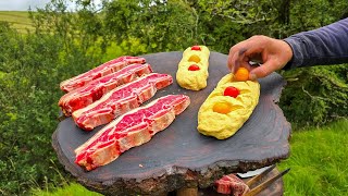 The ULTIMATE Beef Short Ribs Feast in Nature | Primitive ASMR Cooking